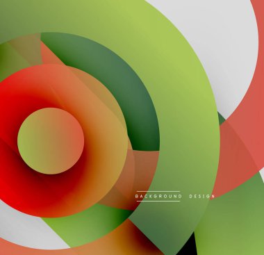 Soyut renkli çemberler dinamik görsel efektler yaratıyor. Modern tasarım elementleri pürüzsüz gradyanlar, canlı renkler sunar.