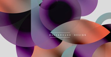 Soyut sıvı şekilleri örtüşür, canlı mor, turuncu renkler yaratır. Modern tasarım elementleri dinamik bileşimi önerir.