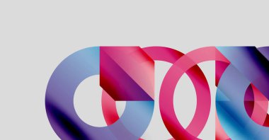 Soyut renkli çakışan daireler. Gradyan gölgeler dinamik görsel efekt yaratır. Minimalist tasarım, modern estetik.