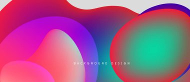 Soyut sıvı şekilleri örtüşür ve canlı renk değişimleri yaratır. Pembe, mor, mavi, yeşil renkler kusursuz bir şekilde harmanlanır. Modern tasarım ögesi.