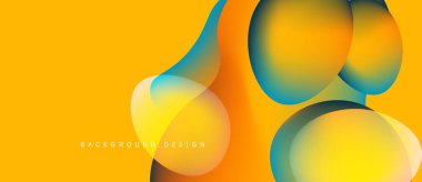 Soyut, enerjik şekiller sarı arkaplan ile örtüşüyor. Gradyan renkler dijital projeler için uygun modern tasarım yaratır. Yumuşak geçişler, dinamik kompozisyon.