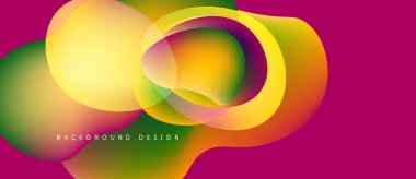 Soyut renkli şekiller morumsu arkaplanda kesişir. Dinamik bileşim modern görsel efekt yaratır. Yumuşak gradyanlar enerjik enerji sunar.