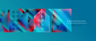 Soyut geometrik şekiller örtüşüyor, canlı mavi ve kırmızı renkler yaratıyor. Modern tasarım elementleri dijital sanat, arkaplan dokusu.