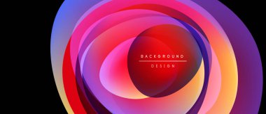 Soyut katmanlar canlı dairesel tasarım yaratır. Renkler karışır, dinamik görsel efekt oluşturur. Modern, enerjik kompozisyon.
