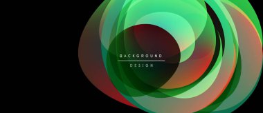Soyut katmanlar girdap oluşturur. Canlı renkler harmanlanır, dinamik dairesel tasarım oluşturulur. Metin arkaplan tasarımı okur.
