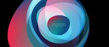 Abstract layers create circular design. Colors blend, forming gradient effect. Modern, vibrant background suitable for digital projects.