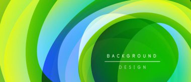 Soyut enerji katmanları dairesel desen oluşturur. Yeşil, mavi, sarı renkler kusursuz bir şekilde harmanlanır. Modern tasarım ögesi.