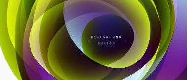 Abstract layers create dynamic tunnel illusion. Vibrant colors blend, forming circular pattern. Modern design element.