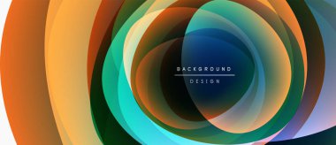 Soyut katmanlar dinamik dairesel desen oluşturur. Renkler harmanlanır, modern görsel deneyim oluşturur. Minimalist tasarım, uygun arkaplanlar.