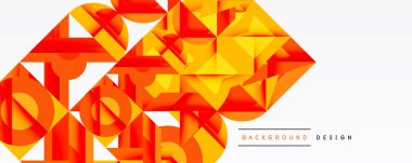 Soyut geometrik şekiller, canlı turuncu renkler, modern tasarım. Dinamik görsel akışı olan minimalist kompozisyon. Projeler için arkaplan ögesi.