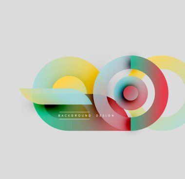 Abstract colorful shapes overlap. Circles, rectangles create dynamic composition. Modern design element for backgrounds, presentations.