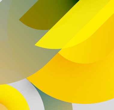 Abstract composition. Overlapping circles, yellow hues dominate. Soft gradients create depth, modern aesthetic. Minimalist design.