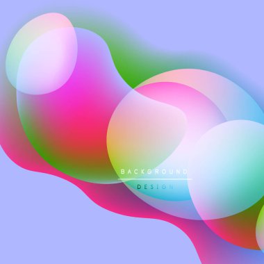 Abstract fluid shapes overlap, creating vibrant color gradients. Soft hues blend, forming modern background design. Smooth transitions dominate composition.