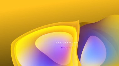 Abstract fluid shapes, vibrant colors blend. Yellow, purple, blue gradients create modern background design. Smooth curves, dynamic composition.
