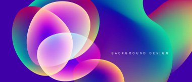 Abstract vibrant circles overlap, creating fluid colorful shapes. Gradient hues blend, forming dynamic background design. Modern aesthetic.