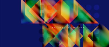 Soyut geometrik tasarım. Canlı renkler harmanlanır, dinamik görsel doku oluşturur. Arkaplan ve sunumlar için modern biçim uygun.