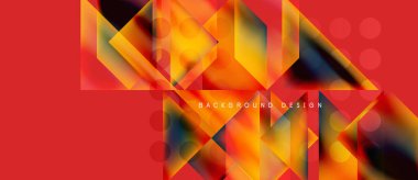 Abstract geometric design. Vibrant orange, yellow hues dominate. Overlapping shapes create dynamic visual texture. Modern background element.