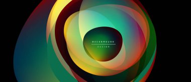 Soyut renkli katmanlar dairesel tasarım yaratır. Canlı gradyanlar harmanlanarak, dinamik görsel efekt oluşturur. Modern arkaplan ögesi.