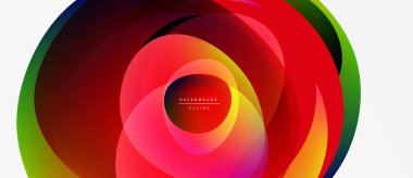 Abstract colorful layers create dynamic floral pattern. Vivid reds, greens, yellows blend seamlessly. Modern design element.