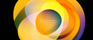 Soyut renkli katmanlar dinamik dairesel tasarım yaratır. Gradyan renkler harmanlanarak modern arkaplan ögesini oluşturur. Metin arkaplan tasarımı okur.