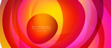 Soyut tasarım eşmerkezli daireler içerir. Sıcak renkler harmanlanarak, dinamik görsel efekt yaratır. Metin arkaplan tasarımı okur.