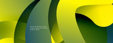Soyut sıvı şekiller, canlı sarı, yeşil renkler. Modern tasarım, pürüzsüz eğimler dinamik kompozisyon yaratır. Minimalist estetik.