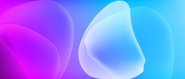 Soyut sıvı şekilleri canlı mor, mavi renkleri harmanlar. Yumuşak eğimler rahatlatıcı görsel deneyimler yaratır. Modern tasarım ögesi.