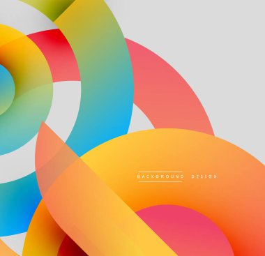 Soyut renkli çakışan daireler dinamik görsel efekt yaratır. Modern tasarım, gradyanlar, pürüzsüz geçişler canlı bileşimler sunar.