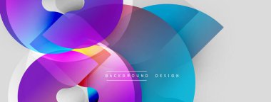 Soyut renkli şekiller örtüşür, dinamik görsel efekt yaratır. Gradyan renkleri pürüzsüz, modern tasarım ögesine karışıyor.