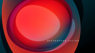 Soyut dinamik katmanlar canlı dairesel tasarım yaratır. Kırmızı, deniz mavisi, mor renkler koyu arkaplan ile harmanlanır. Modern estetik.