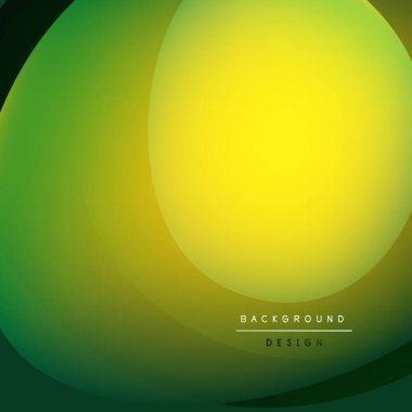 Soyut eğim arkaplanı. Sarı yeşile karışıyor. Eğri şekilli minimalist tasarım, alttaki basit metin. Modern estetik.