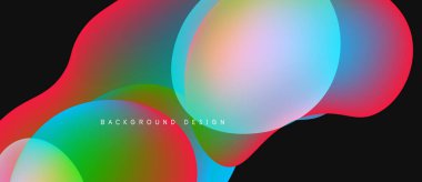 Soyut renkli şekiller örtüşür, canlı sıvı arkaplan oluşturur. Metin, formların altındaki arkaplan dizaynını okur.