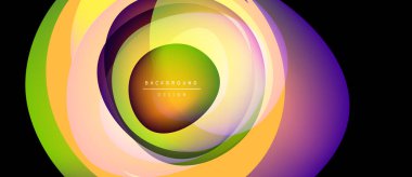 Abstract colorful layers create dynamic circular design. Vibrant gradients blend, forming modern background element. Smooth transitions, visual appeal.