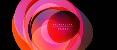 Soyut dairesel tasarım. Katmanlar canlı ve akışkan bir etki yaratır. Pembe, turuncu, mor renkler kompozisyona hakim. Metin arkaplan tasarımı okur.