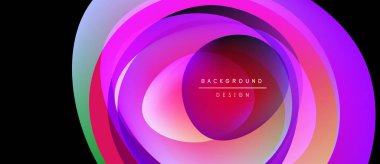 Soyut renkli katmanlar dinamik oval şekil yaratır. Gradyan renkler harmanlanarak modern arkaplan tasarımı oluşturur. Canlı eflatun baskın gelir..