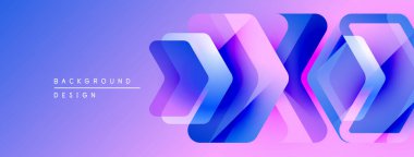 Soyut gradyan arkaplan özellikleri katmanlı semboller. Mor, mavi renkler modern görsel efektler yaratır. Minimalist tasarım.