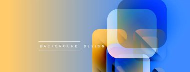 Soyut geometrik şekiller çakışıyor. Gradyan renkler harmanlanarak modern arkaplan tasarımı oluşturuldu. Yumuşak renkler kompozisyona hakim..