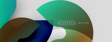 Soyut şekiller örtüşüyor, canlı renk değişimleri yaratıyor. Modern tasarım öğeleri akıcılık, hareket, görsel cazibe.