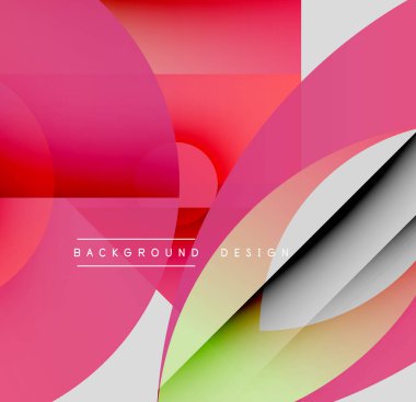 Soyut geometrik şekiller çakışıyor. Pembe, kırmızı, gri, siyah renklerin karışımı. Modern tasarım elementleri dinamik bileşim oluşturur.