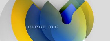 Soyut renkli şekiller örtüşür, dinamik görsel efekt yaratır. Modern tasarım öğeleri akıcılığı ve yeniliği önerir. Arkaplan eğimli renkler içerir.