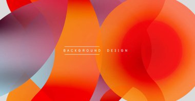 Soyut renkli şekiller örtüşüyor, canlı gradyanlar yaratıyor. Modern tasarım elementleri akıcılık, sıcaklık, enerji.