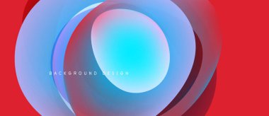 Soyut eşmerkezli çemberler, canlı renklerin karışımı. Mavi merkez dışarıya doğru yayılır, kırmızı ve mor renklerle kaplıdır. Modern tasarım ögesi.