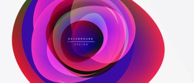 Soyut renkli katmanlar dinamik dairesel tasarım yaratır. Gradyan gölgeler harmanlanarak modern arkaplan ögesi oluşturur. Canlı renkler dikkat çeker.