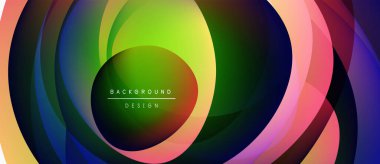 Soyut renkli katmanlar dinamik dairesel tasarım yaratır. Gradyan renkler harmanlanarak modern arkaplan oluşturuyor. Metin arkaplan tasarımı okur.