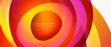 Soyut canlı katmanlar dinamik dairesel tasarım yaratır. Sıcak renkler modern estetik sunuyor. Sunumlar için mükemmel arkaplan.