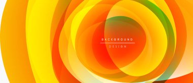 Abstract layers create dynamic circular pattern. Warm colors dominate, evoking energy, movement, modern aesthetic. Text reads background design.