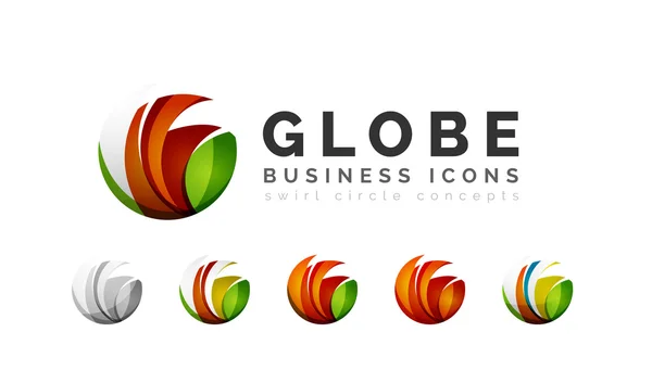 Set of globe sphere or circle logo — Stock Vector