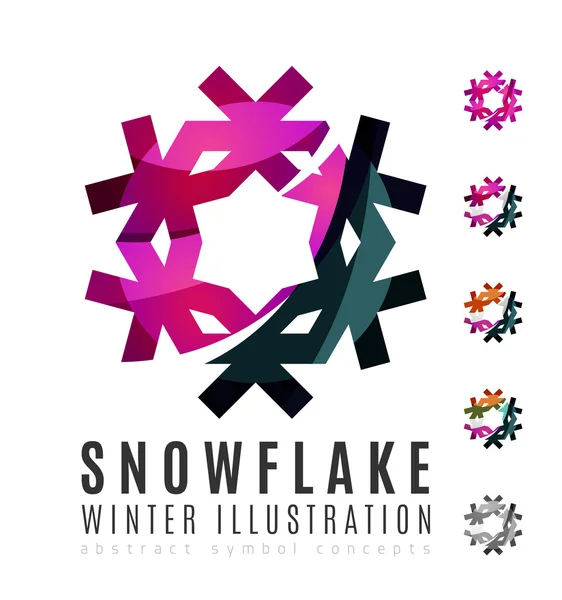 Conjunto de logotipo colorido abstrato floco de neve — Vetor de Stock