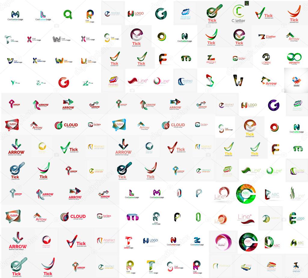 Mega set of geomeric company logos. Corporate business branding design elements