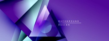 Soyut mor tasarım geometrik şekiller, gradyanlar, üst üste binen katmanlar içerir. Modern estetik dijital arkaplanlar ve sunumlar için uygundur.